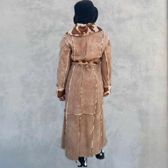 Shearling Cow Print Fur Coat - Picture 8 of 9